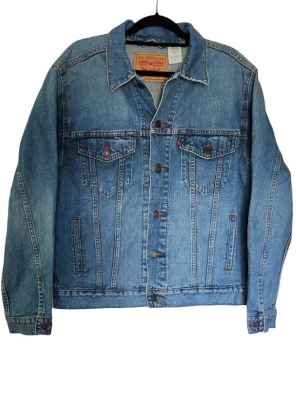 Levi's 70507 Standard Trucker Denim Jacket Large Blue Cotton Classic 2008 Era